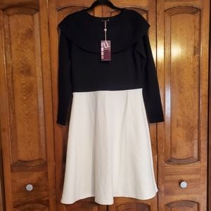Black and White Knit Collar Dress